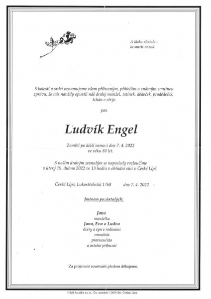 Zemřel Ludvík Engel